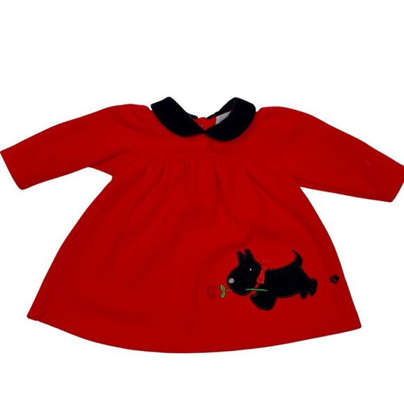 Vintage Le top red cotton Scottish Terrier 3m Infant Dress - Picture 1 of 9